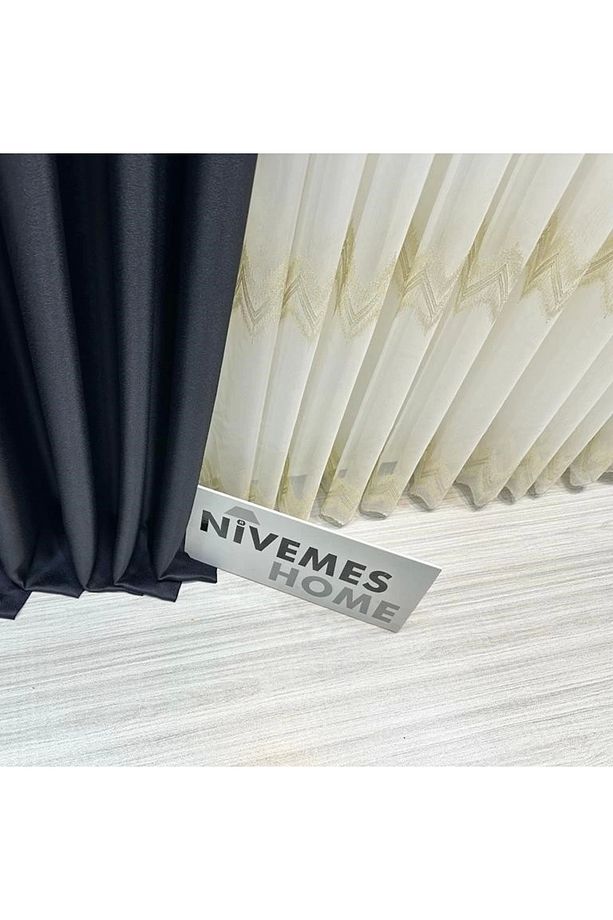 Nivemeshome Stella Altın Dokulu B121546 1/3 Sık Pileli Tül Perde Apm - 5