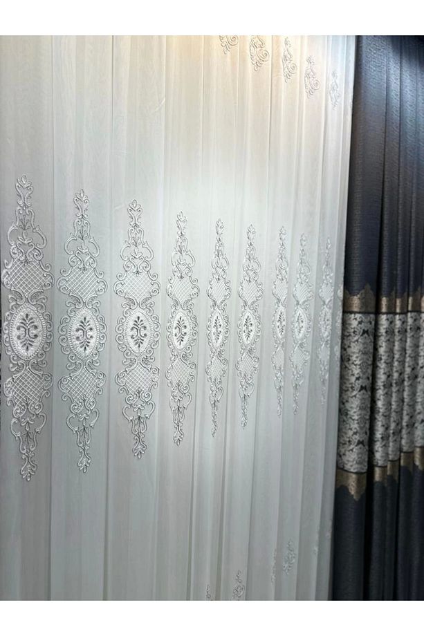 Nivemeshome Lisa Gümüş Detaylı 2015 1/3 Sık Pileli Tül Perde Apm - 7
