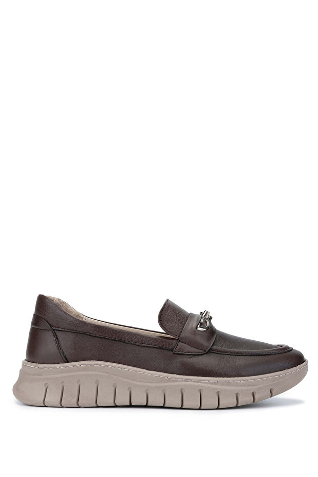 Women's Genuine Leather Brown Loafer Shoes