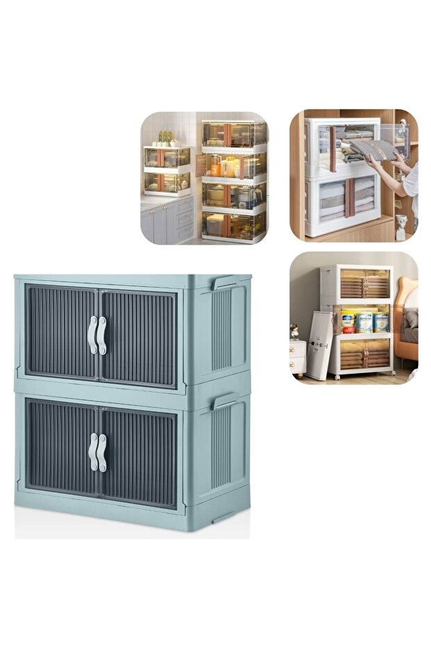 2 Li Çok Amaçlı Kapaklı Istiflenebilir Organizer Dolap Ve Saklama Kutusu - 1