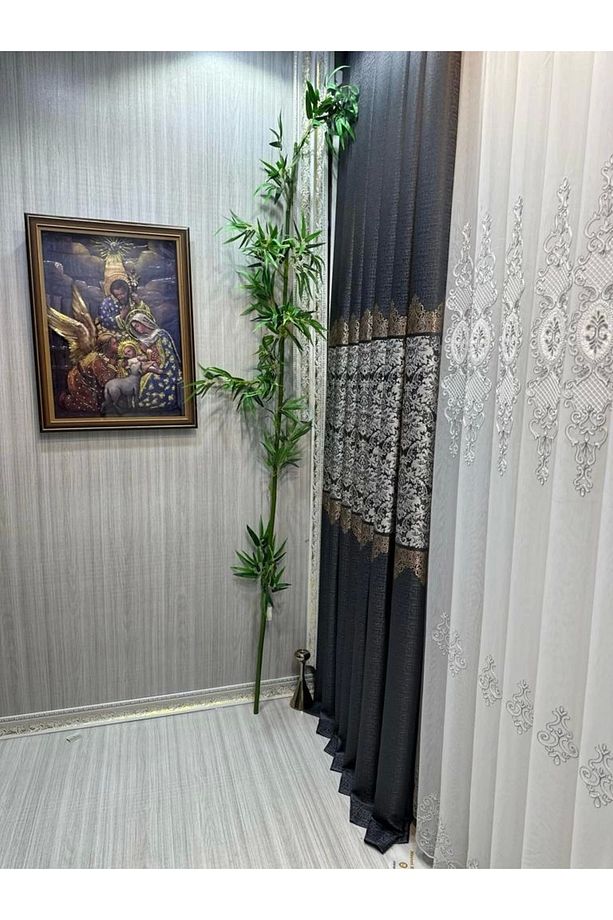 Nivemeshome Lisa Gümüş Detaylı 2015 1/3 Sık Pileli Tül Perde Apm - 8