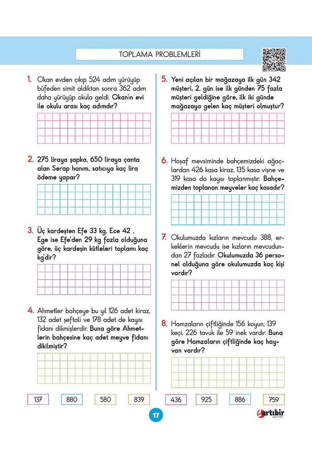 3 Sınıf Dört İşlem (Çözüm karekodlu) - 6