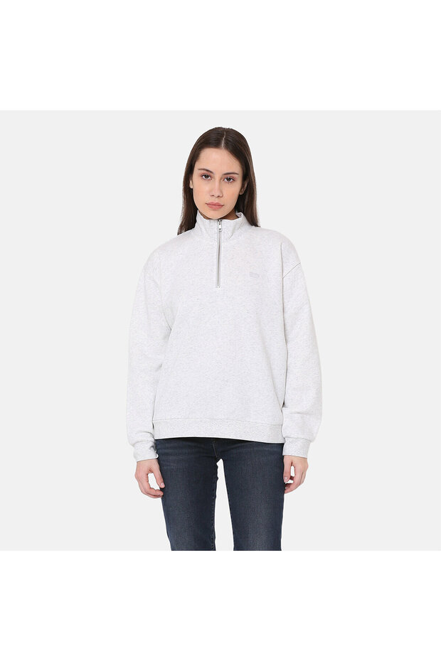 Levis Stand Collar Long Sleeve Gray Women's Cotton Sweatshirt 001U4-0000
