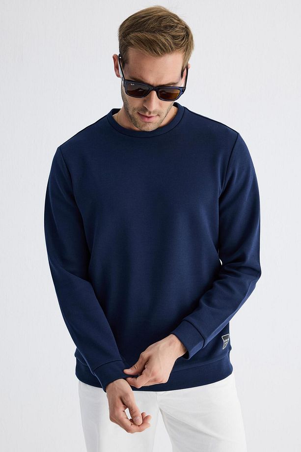 Comfort Fit Basic Düz Erkek Lacivert Sweatshirt Mars26 - 3