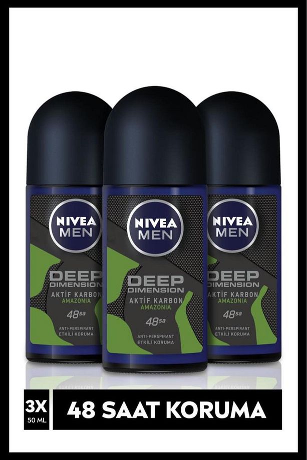 Men Erkek Roll-on Deodorant Amazonia 50ml, 48 Saat Anti-perspirant Koruma, Ter Karşıtı, X3 Adet - 1