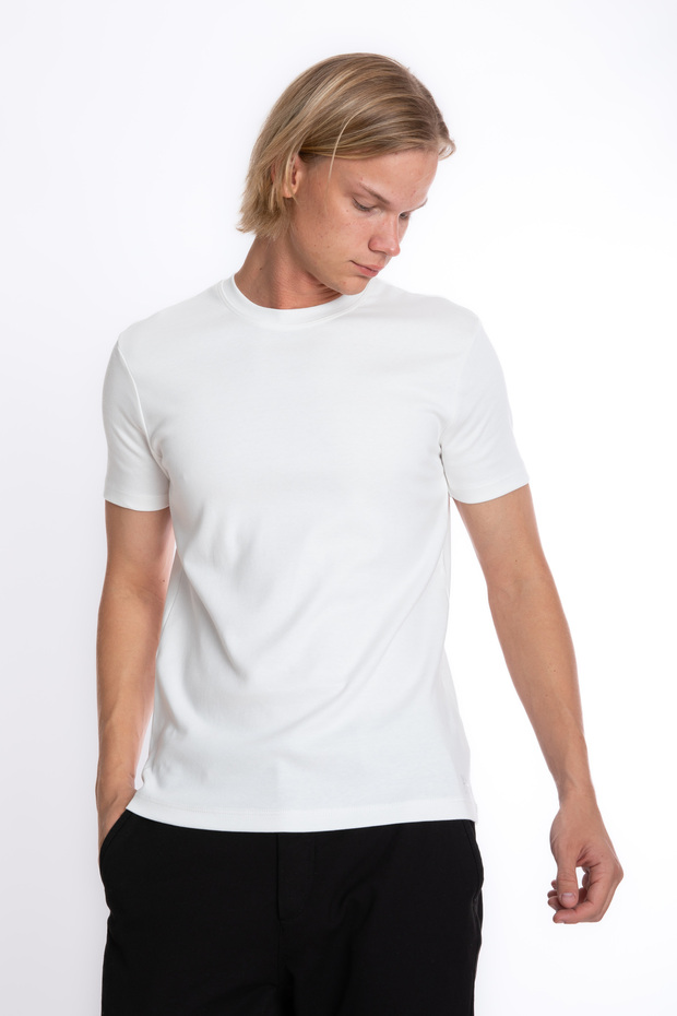 Men's ECRU Crew Neck Short Sleeve 100% Cotton Interlock T-Shirt S-203