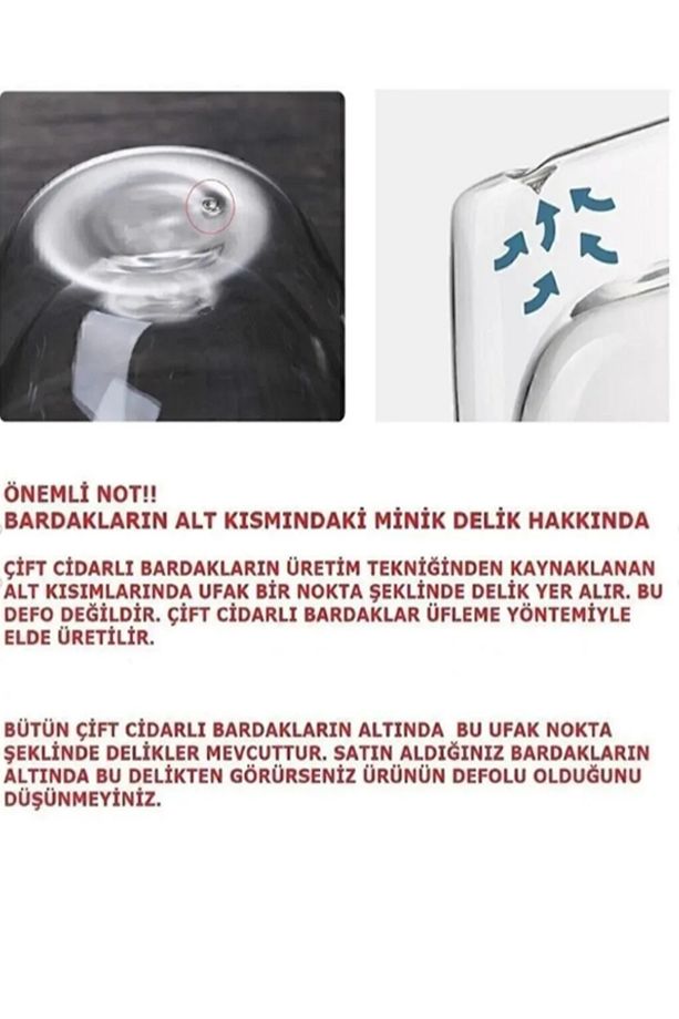 Çiçekli çift cidarlı camlı borosilkat 2'li set bardak ve bambu altlık - 3