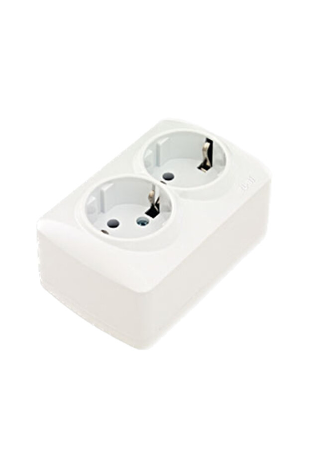 Alsu مقبس مزدوج مزود بقاعدة تأريض مثبت على السطح باللون الأبيض - 1