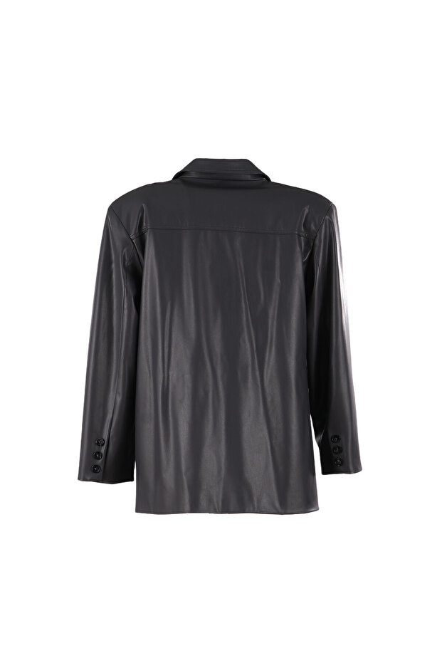 Astrit Deri Blazer Ceket - 4