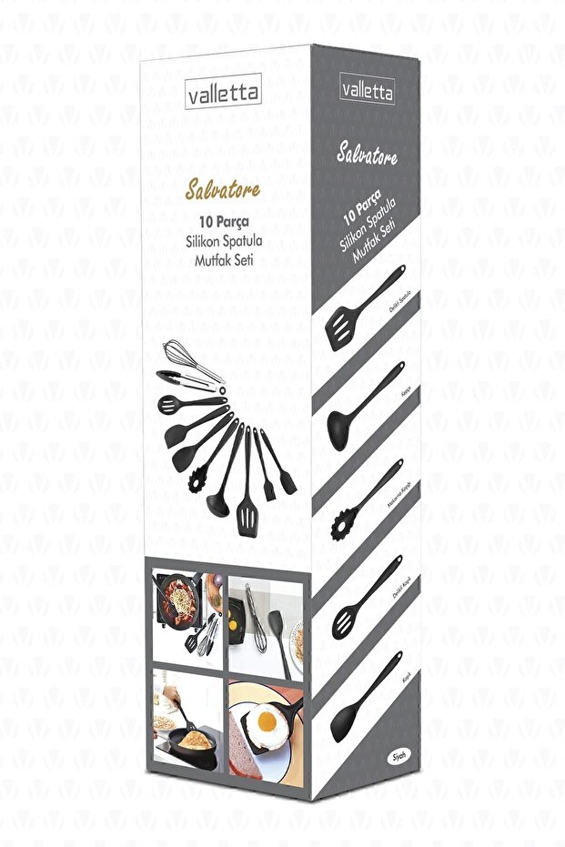 مجموعة ملاعق مسطحة من 10 قطع باللون الأسود - 5