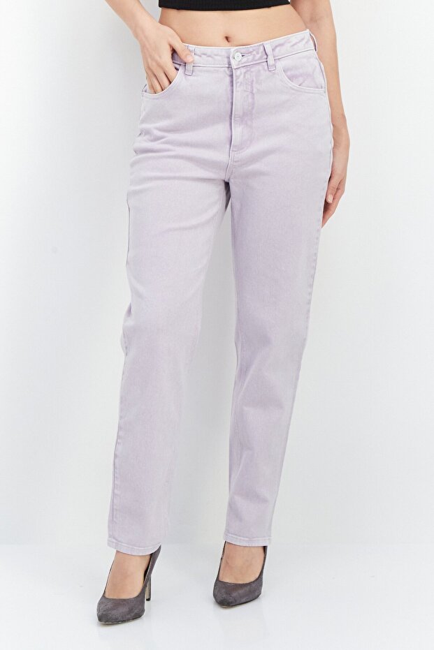 Women Tapered Fit Wash Stretchable Jeans, Lavender