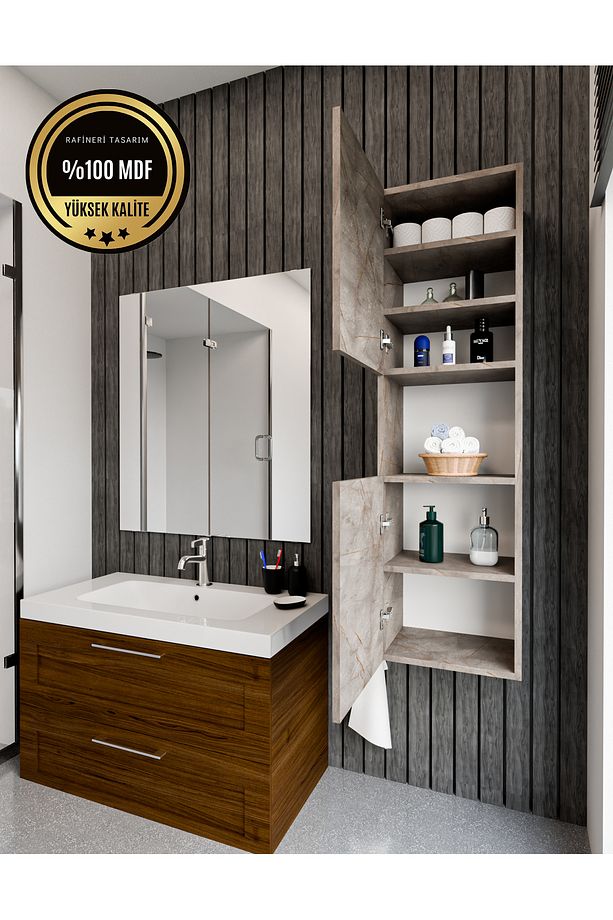 LİSA Banyo Dolabı Duvara Monte Raflı MDF - 1