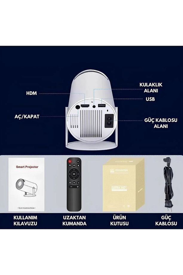 Taşınabilir Sinema Projektörü 4k Ev Sineması Android 12 - 8