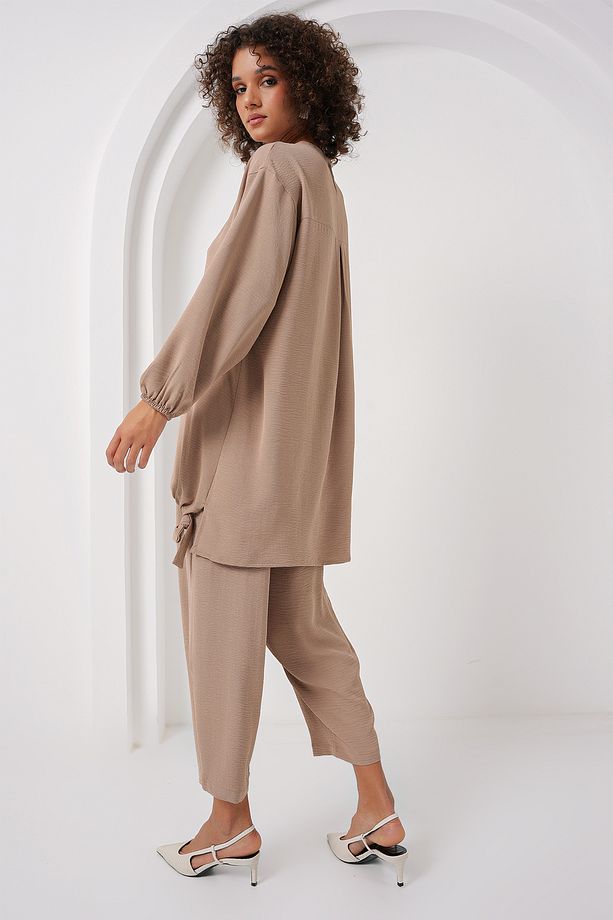 6682 Tunik Pantolon İkili Takım - Bej - 6