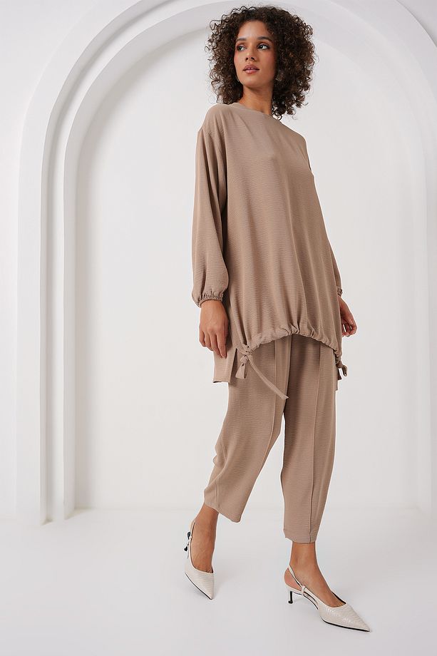 6682 Tunik Pantolon İkili Takım - Bej - 3