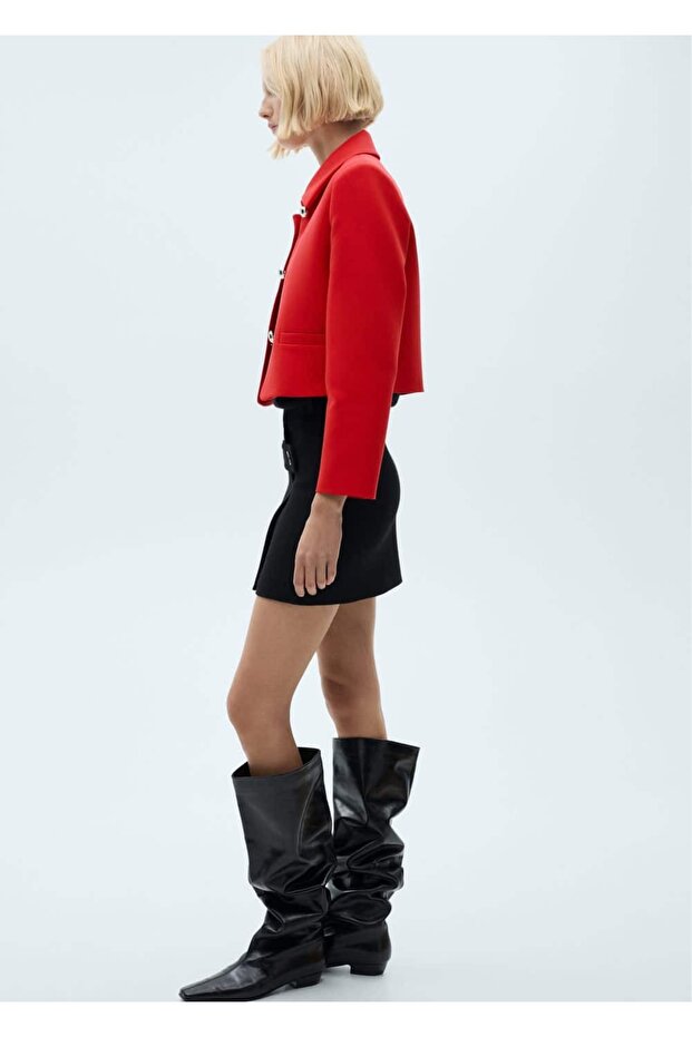 Düğmeli cropped ceket - 8