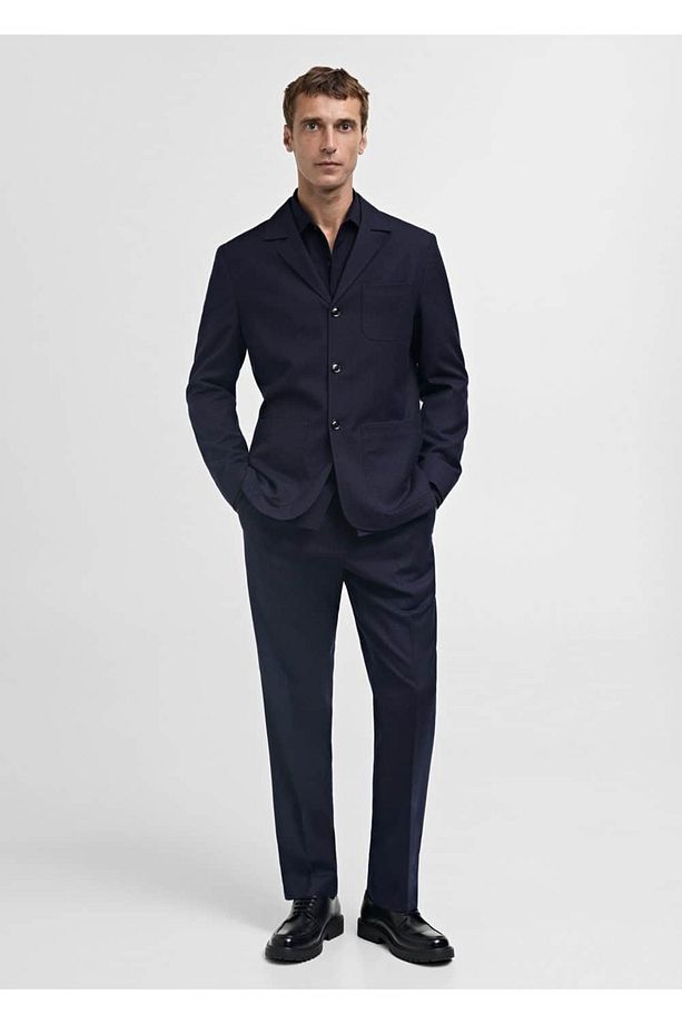 Slim fit %100 saf yün blazer ceket - 2