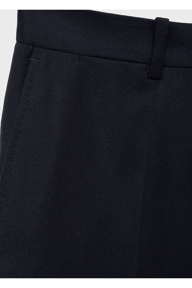 %100 işlenmemiş yün dar kesim pantolon - 2