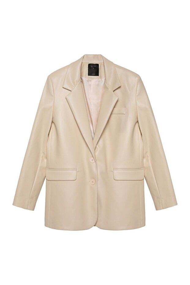 Deri Blazer Ceket Taş - 1