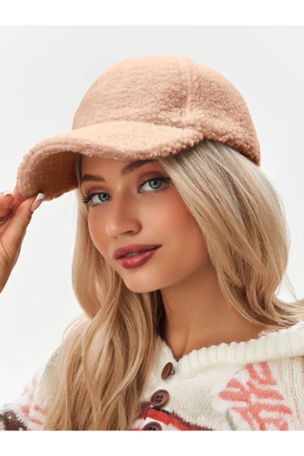 Dried Rose Women's Winter Merino Curly Plush Hat
