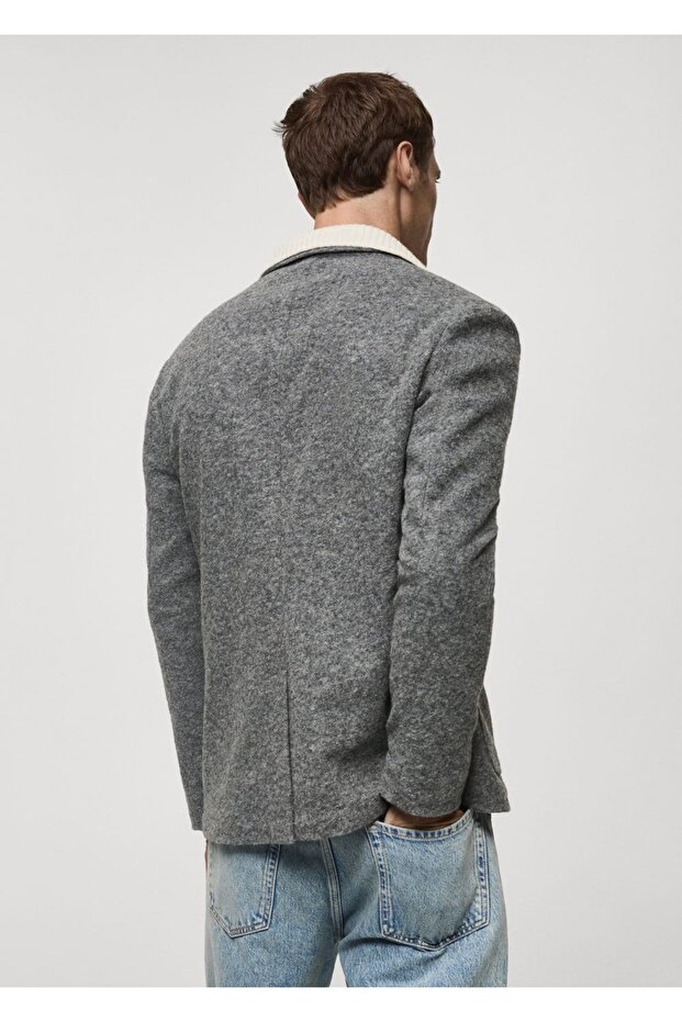 Slim Fit Crispy Wool Blazer Jacket - 4