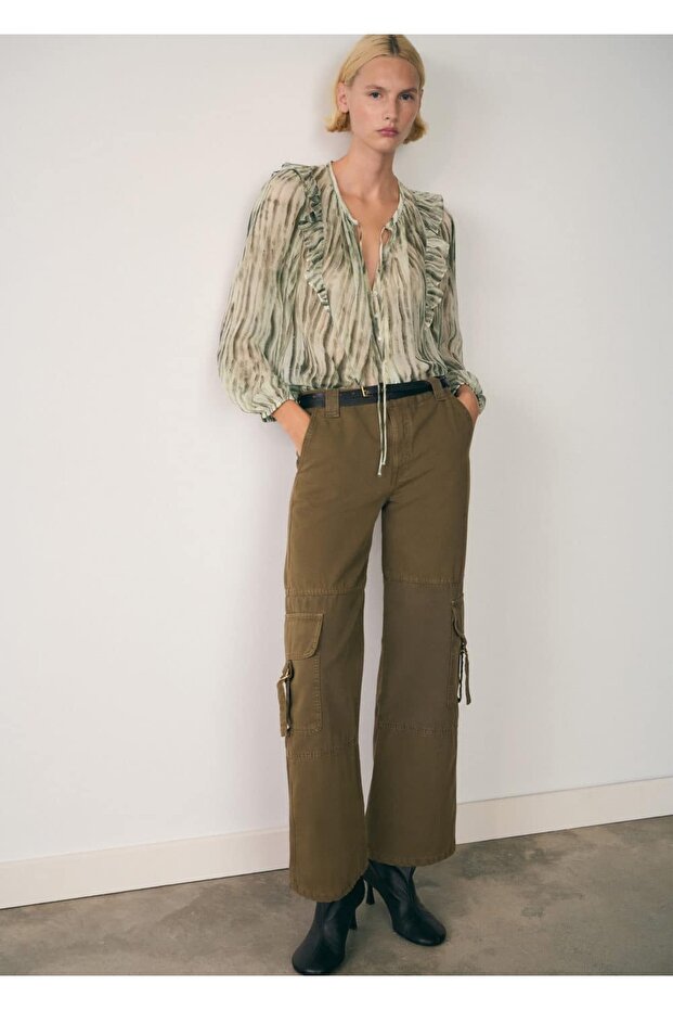 Yarı transparan desenli bluz - 2