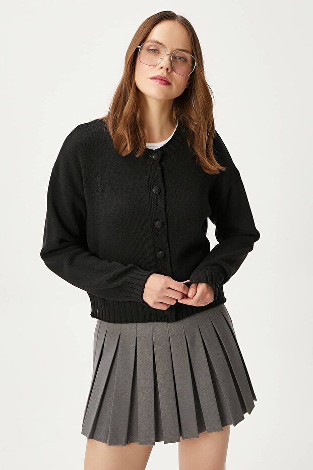 Kadın Calm Siyah Basic Triko Hırka - 7