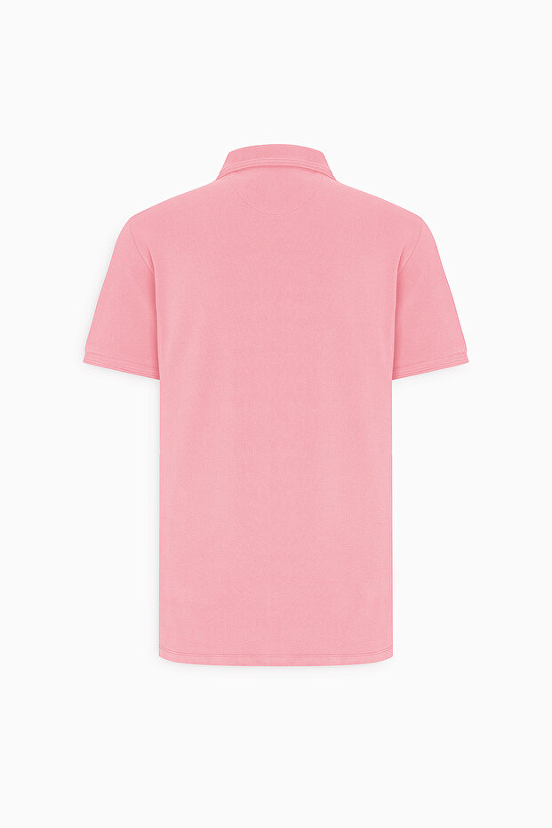 Erkek Gül Kurusu Slim Fit Dar Kesim Polo Yaka %100 Pamuk Kısa Kollu Tişört - 8