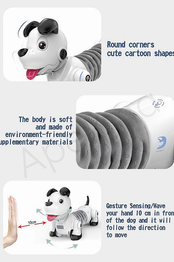Uzaktan Kumandalı Dokunma & El Hareketleri Algılayan Sesli ve Işıklı Uzayan Robot Sosis Köpek - 5