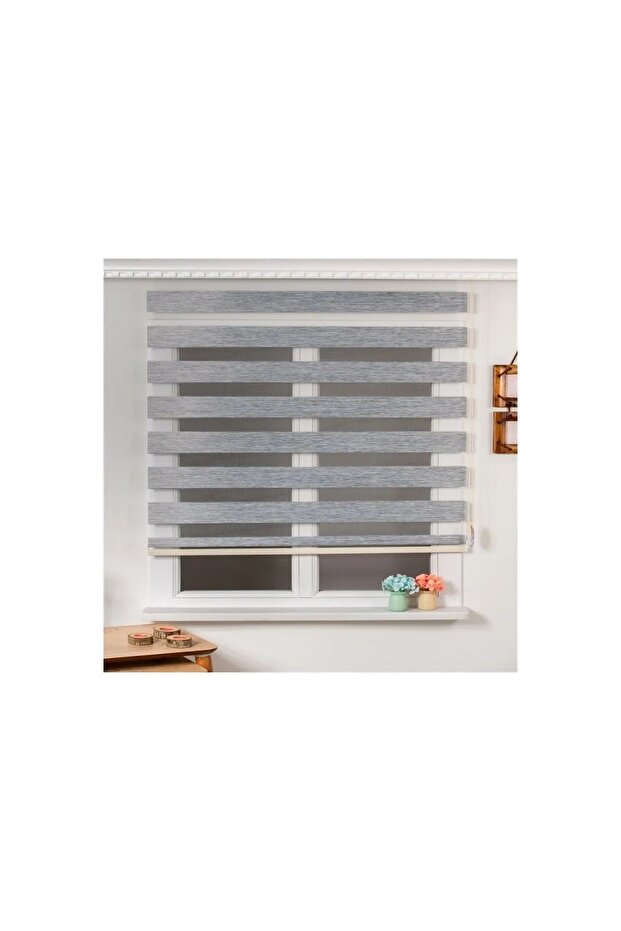 Gri Bambu Zebra Stor Perde - 1