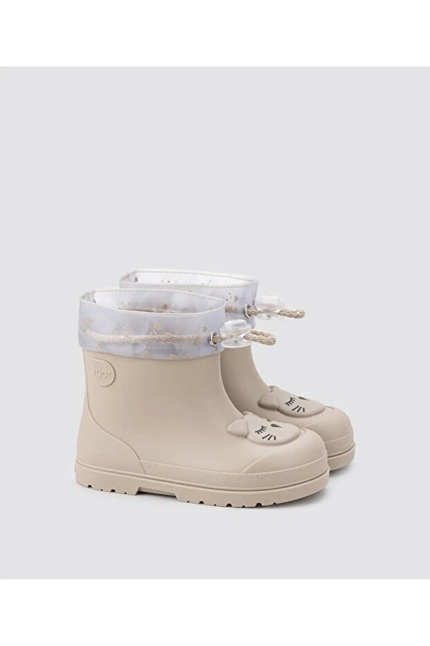W10322 Mendi Gato Girl's Rain Boots Beige