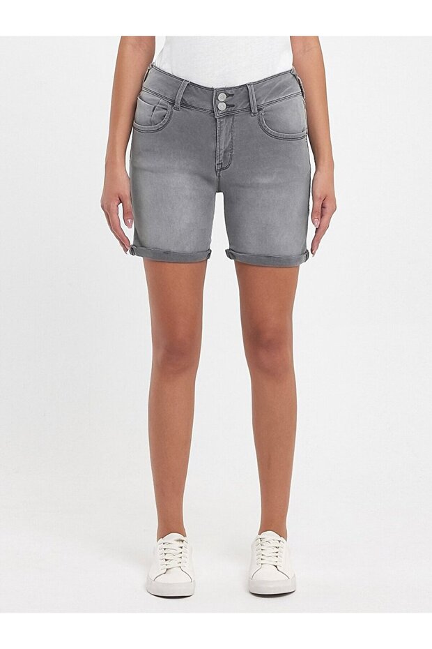 Rosına Orta Bel Jean Şort - 2