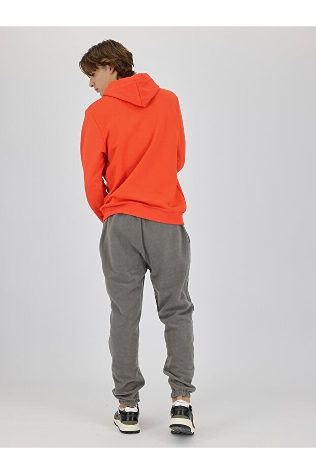 Logolu Kapüşonlu Turuncu Sweatshırt - 2