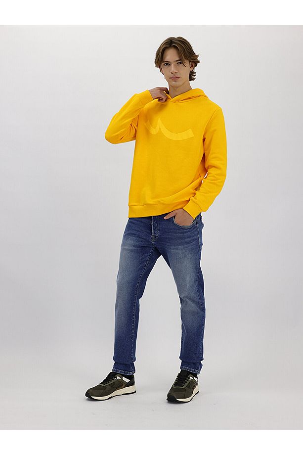 Logolu Kapüşonlu Sarı Sweatshırt - 2