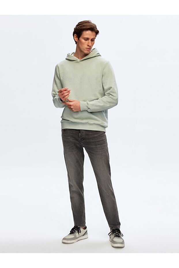 Logolu Kapüşonlu Yeşil Sweatshırt - 2