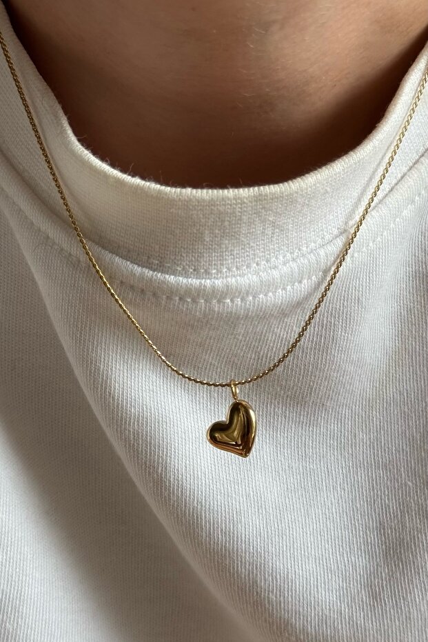 316L Steel Tiny Heart Gold Necklace
