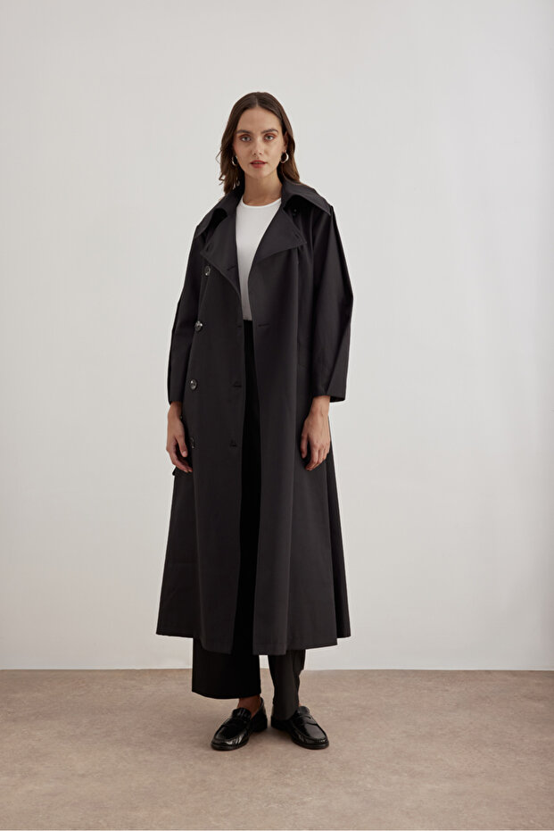 7183111 Kemer Detaylı  Pardösü - 1