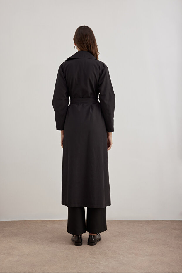 7183111 Kemer Detaylı  Pardösü - 6