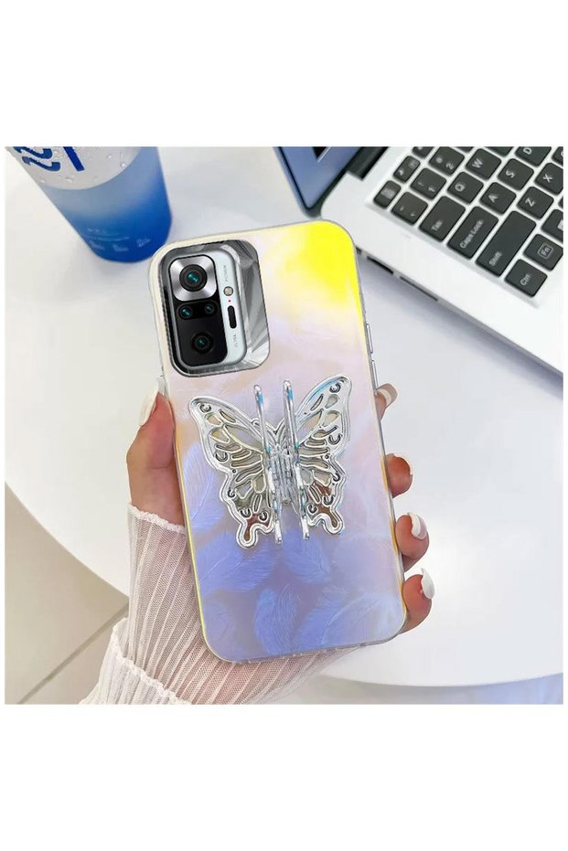 Xiaomi Redmi Note 10 Pro Max Compatible Case Zebana Stand Butterfly Silicone Case Pattern 1