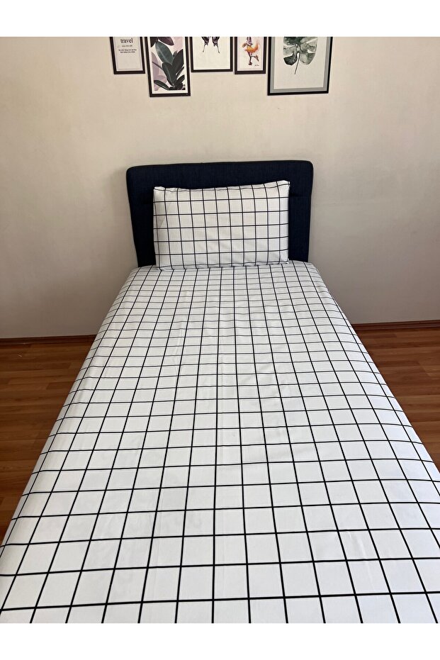 طقم ملاءة مطاطية منقوشة مفردة ومزدوجة باللون البيج - 2