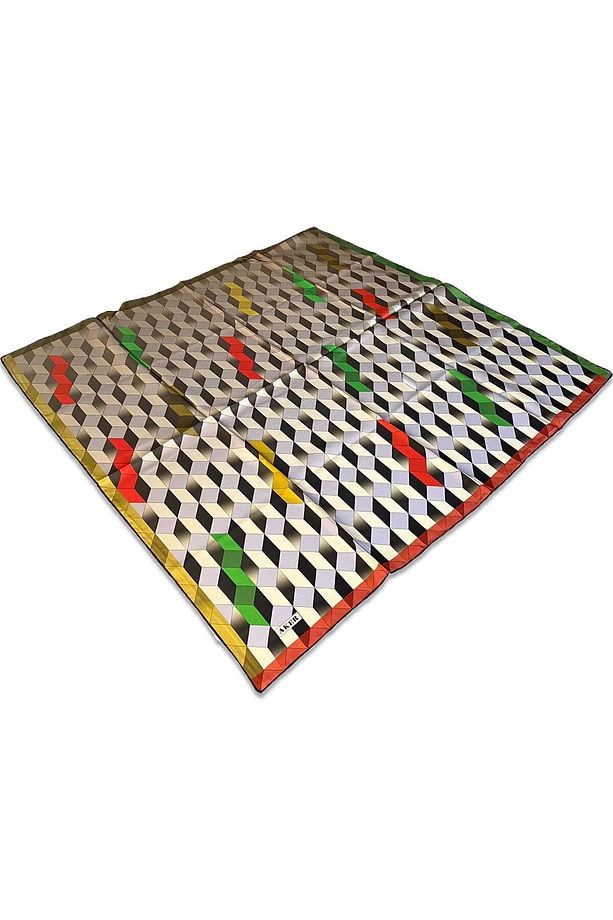 Sarı Geometrik Desen Tivil Ipek Eşarp 8076713-916 - 1