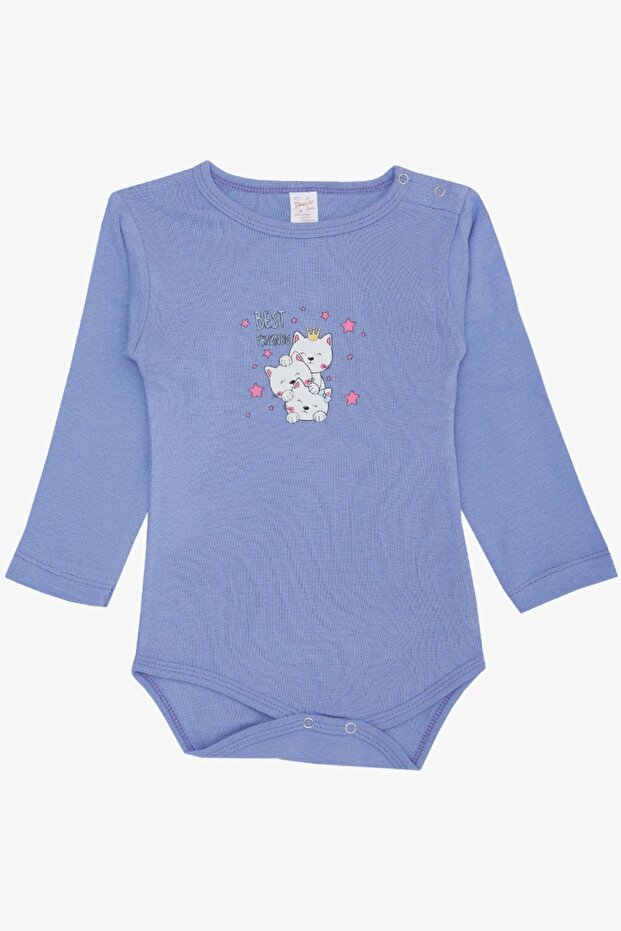 Baby Girl Snap-On Bodysuit, Friendship Themed Princess Kittens Printed, 9 Months-3 Years, Lilac