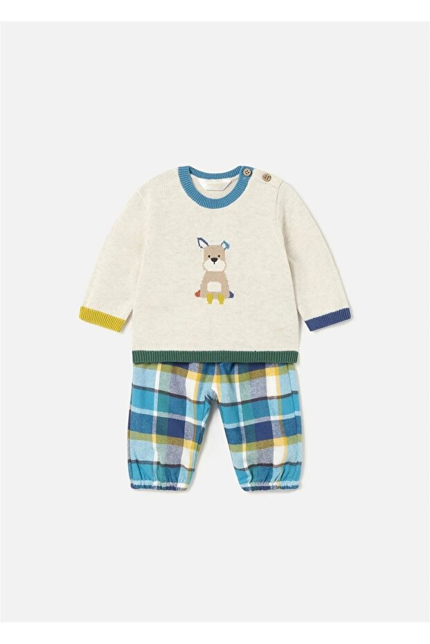 Baby Boy Sweater Pants Set Beige 2517