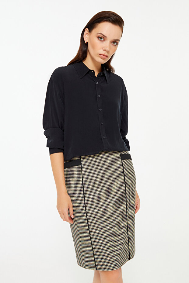 Şerit Detaylı Etek - 1