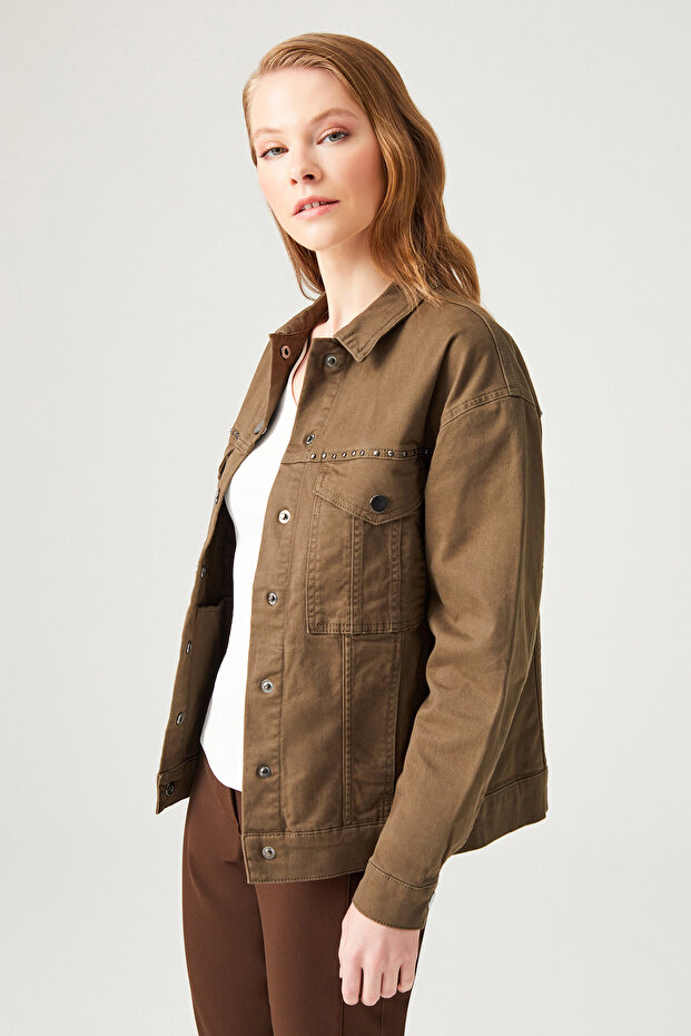 Zımbalı Denim Ceket - 4