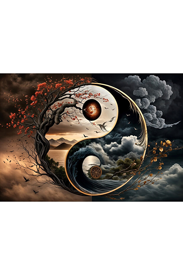 Ying Yang Muhteşem Tasarım Duvar Örtüsü Duvar Halısı Wall Tapestry - 4