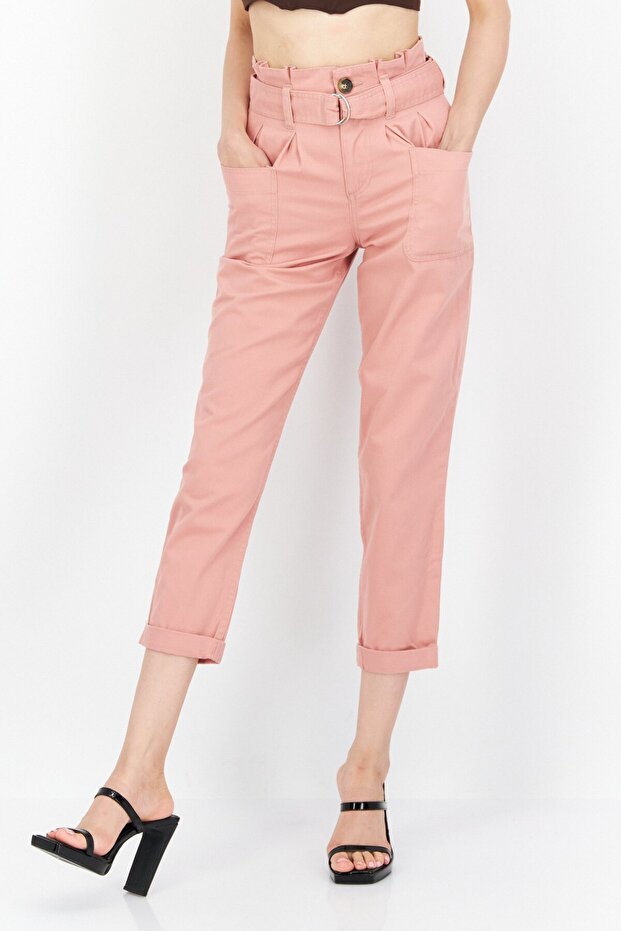 Women Regular Fit Chino Solid Pants, Pink