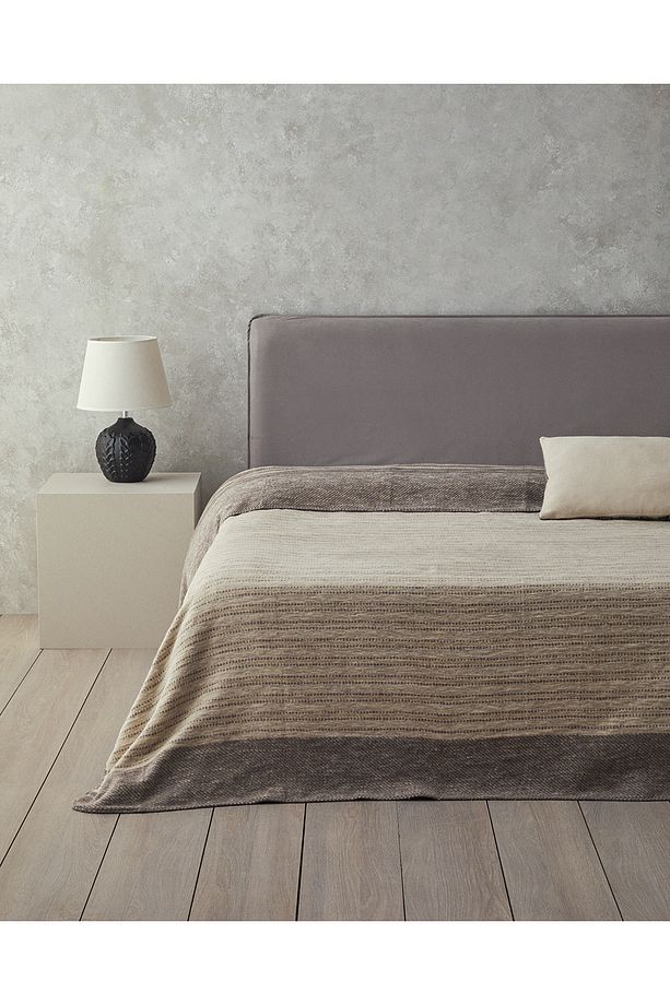 Dotty Lines Pamuklu Tek Kişilik Battaniye 150x200 Cm Gri - 3
