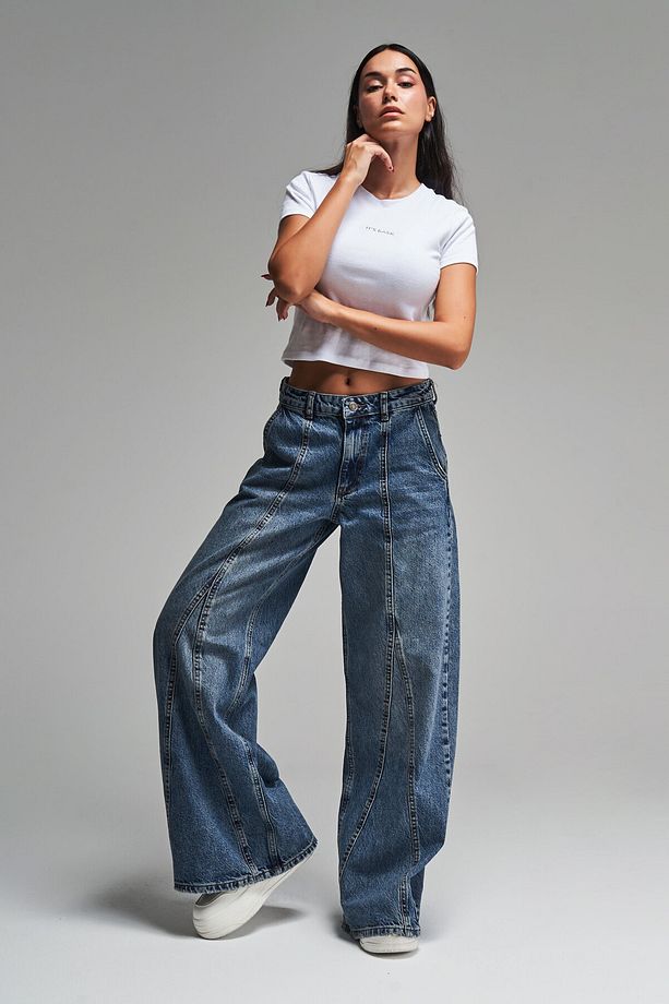 Kadın T.Kot Rengi Palazzo Fit Tasarım Denim - 4