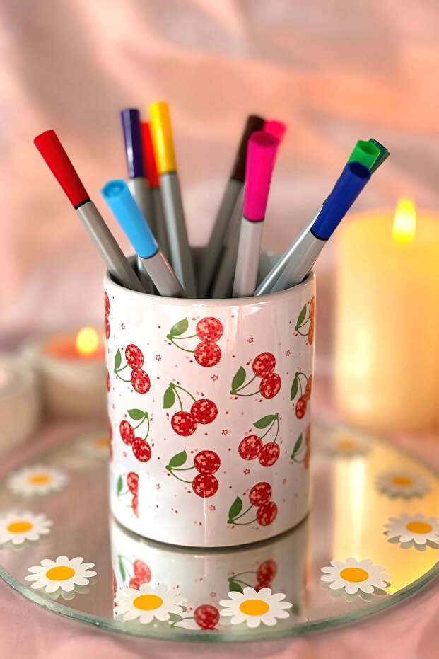 حامل أقلام منقوش بالكرز - 3